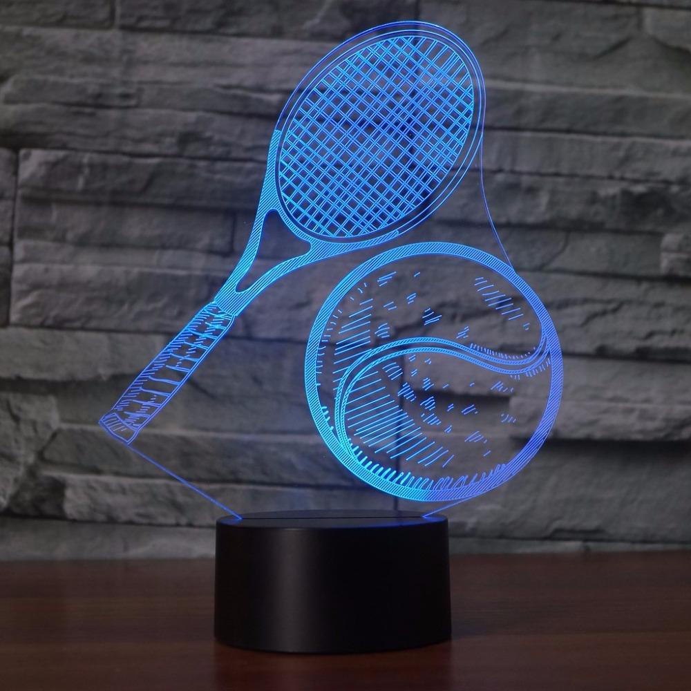 Tennis Racket Racquet Ball Player Night Light Up Lamp Personalized